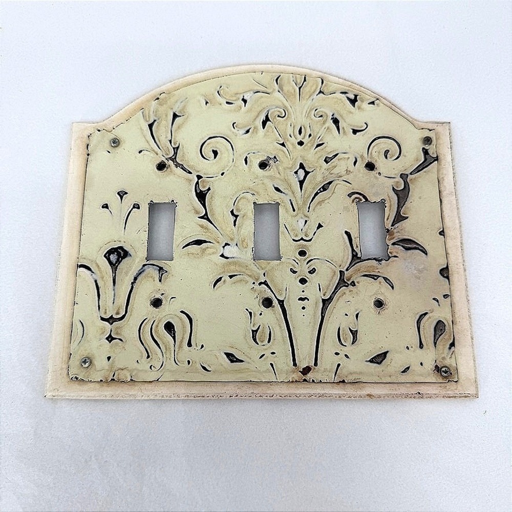 Keypoint Triple Light Switch Plate Cover Cream French Country Shabby Chic